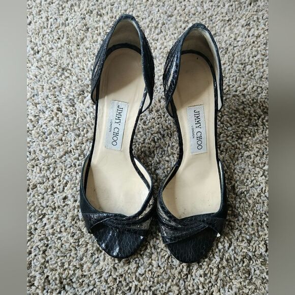 Jimmy Choo snakeskin lace heel sandals size 36.5 - Picture 1 of 10
